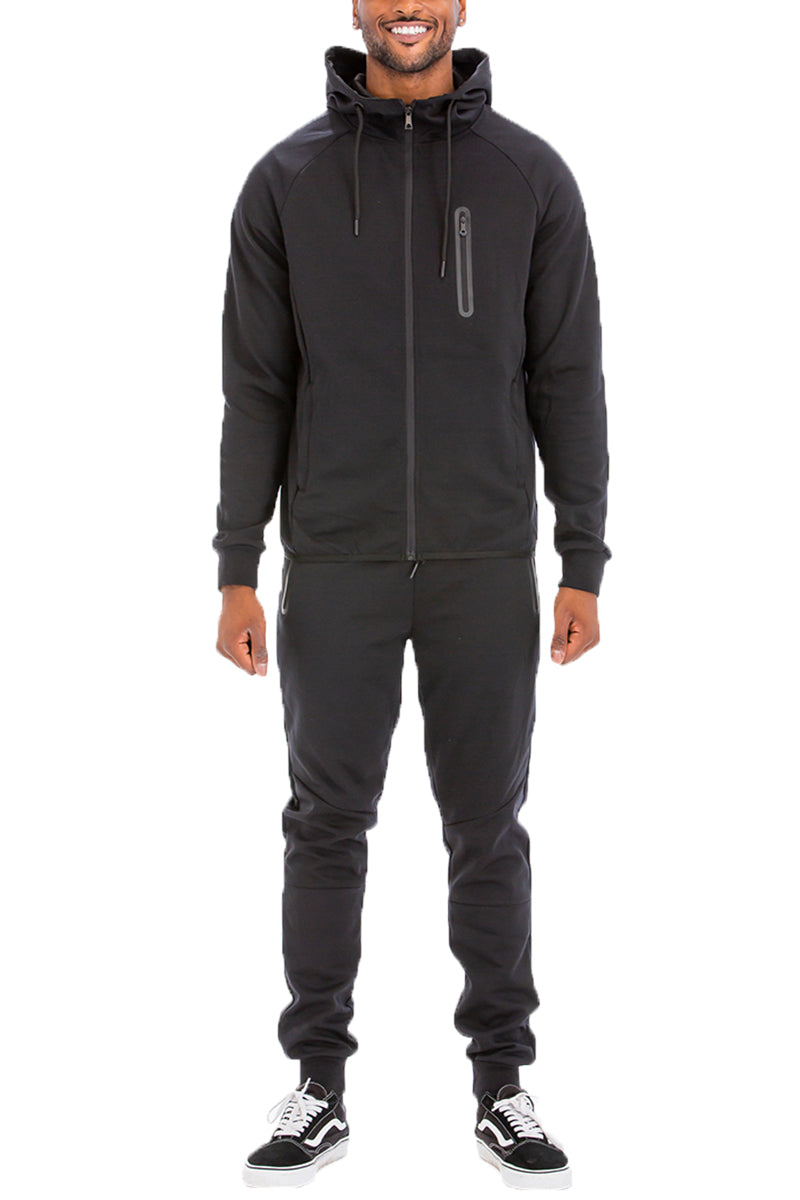 Tech Fleece Tracksuit - Black - Men's Premium Sweat Set Front View