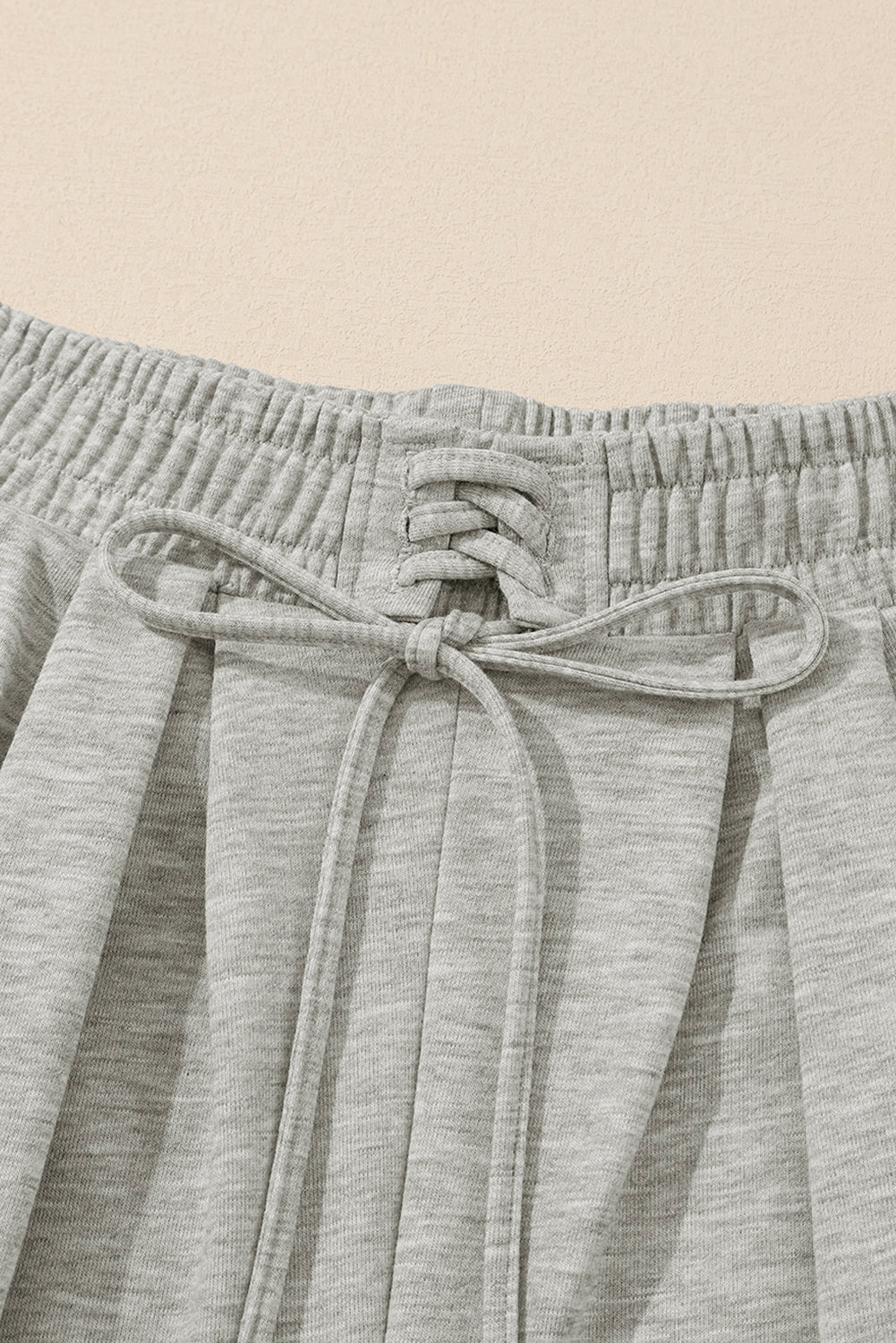 Solid High-Waist Pleated Sweatpants - drawstring waistband detail Women's premium lounge pants
