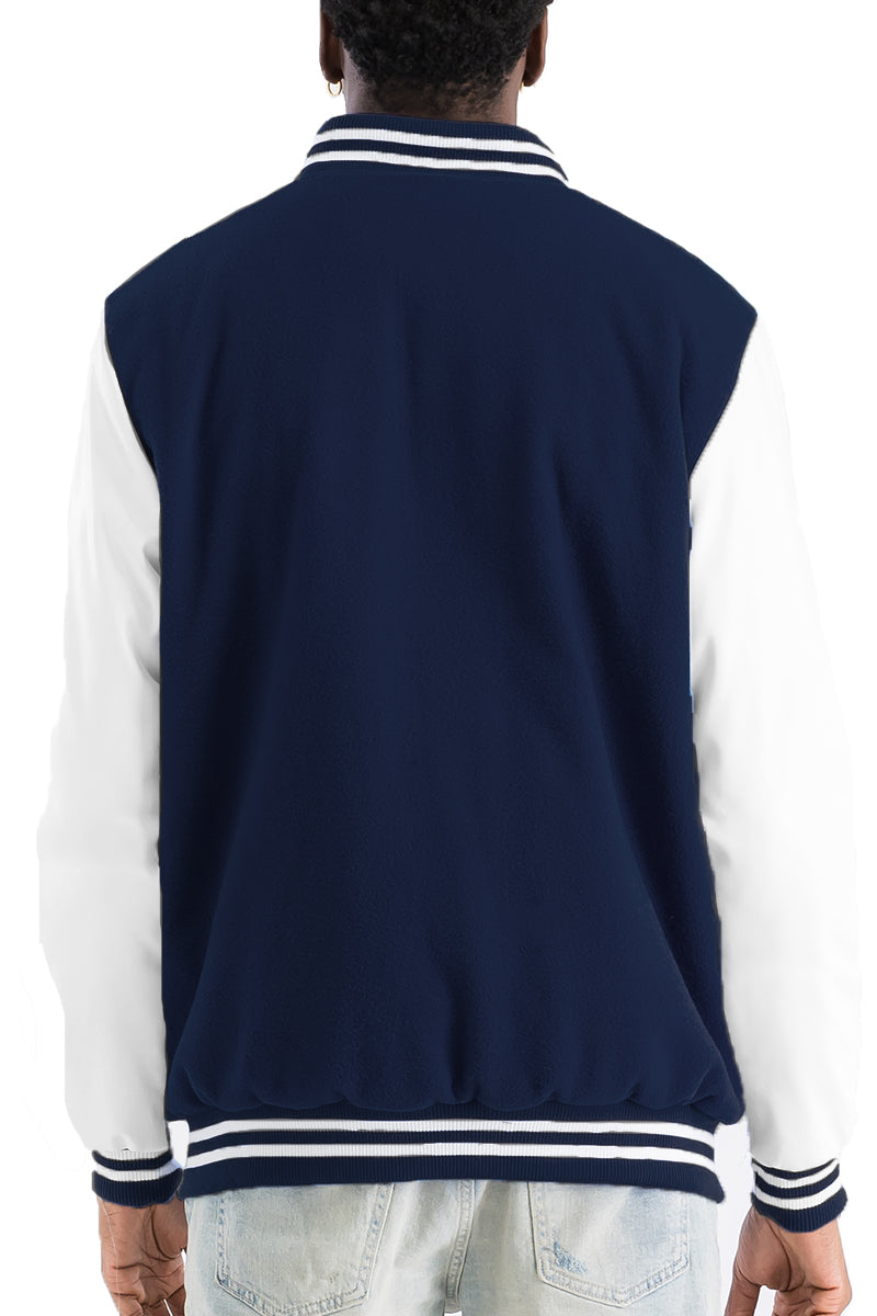 Varsity Letterman Jacket — Men's Navy & White