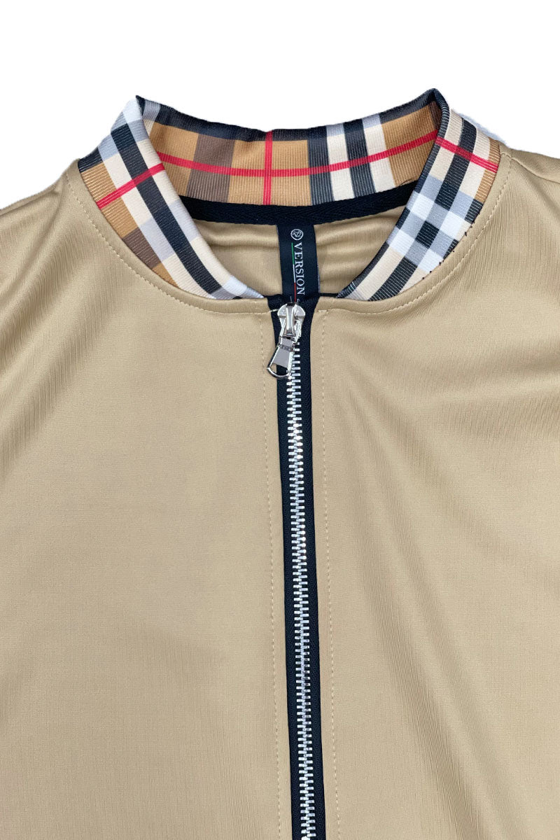 Checkered Detail Track Jacket Set — Men's Premium Matching Tracksuit